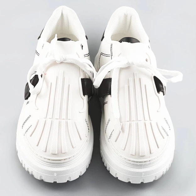 Damskie buty sportowe z nakładką na sznurowadła biało-czarne (ra2049)