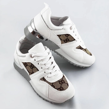 Damskie adidasy na podwyższonej podeszwie białe (666-21)