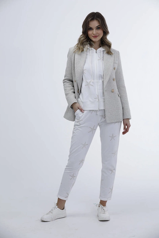 Dwurzędowa marynarka z guzikami ecru (AG3-1981)