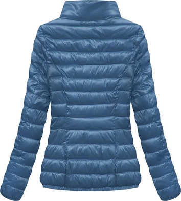 BŁYSZCZĄCA KURTKA ZE STÓJKĄ NIEBIESKA (B2673)