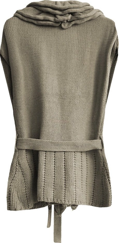 SWETERKOWA KAMIZELKA Z PASKIEM BEŻOWA (1617)