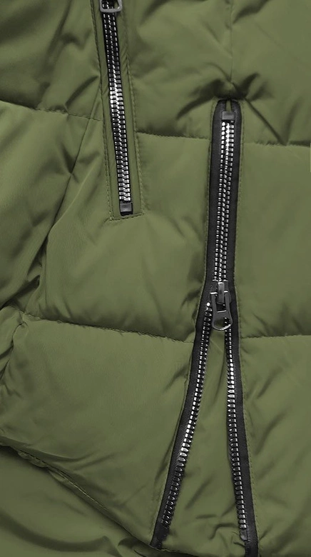 PIKOWANA KURTKA Z KAPTUREM KHAKI (X857X)