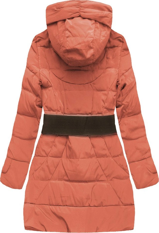 ZIMOWA KURTKA DAMSKA Z KAPTUREM PASKIEM CEGLANA (1976)