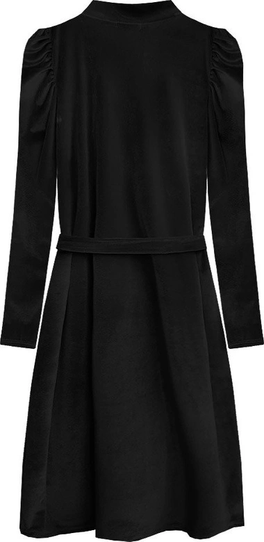 WELUROWA SUKIENKA WIĄZANA W TALII CZARNA (487ART)