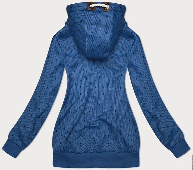 Rozpinana bluza damska ze ściągaczami niebieska (2306)