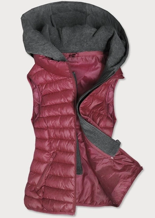 BEZRĘKAWNIK DAMSKI Z DRESOWYM KAPTUREM RÓŻOWY (B2616)