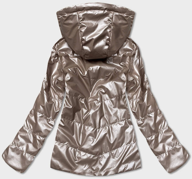 Dwustronna kurtka damska z kapturem cappuccino (br9795-12)