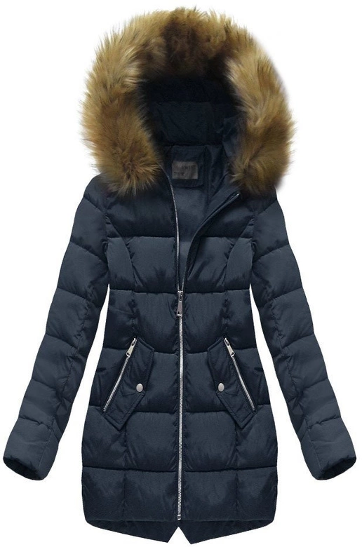 PIKOWANA KURTKA Z KAPTUREM GRANATOWA (R1050)