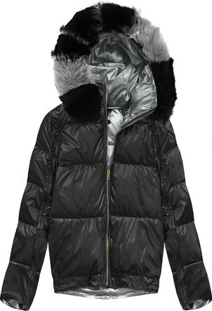 DWUSTRONNA ZIMOWA KURTKA DAMSKA CZARNA (X921X)