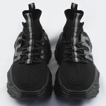 Tekstylne sneakersy damskie czarne (ra16)