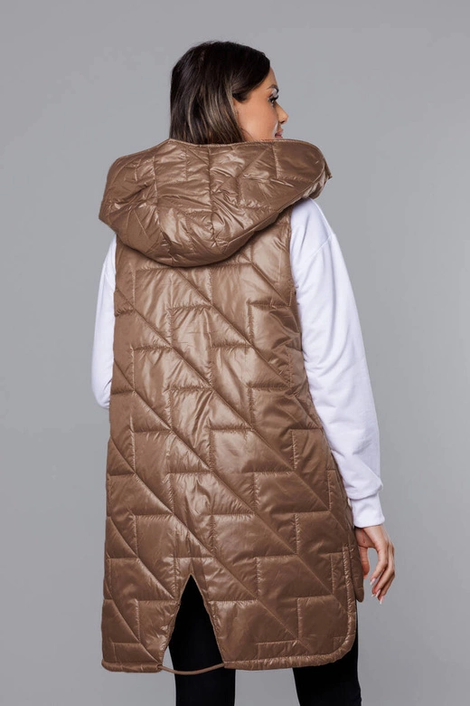 Pikowana kamizelka damska ciemny beż (B8238-101)
