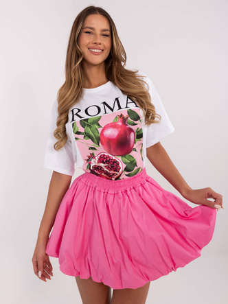 Mini spódnica bombka w gumkę różowa (2547)