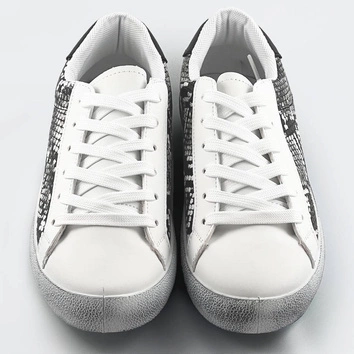 Damskie trampki z motywem zwierzęcym biało-czarny wąż (6343)