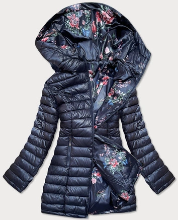 DWUSTRONNA KURTKA DAMSKA Z KAPTUREM GRANATOWA (8913-E)