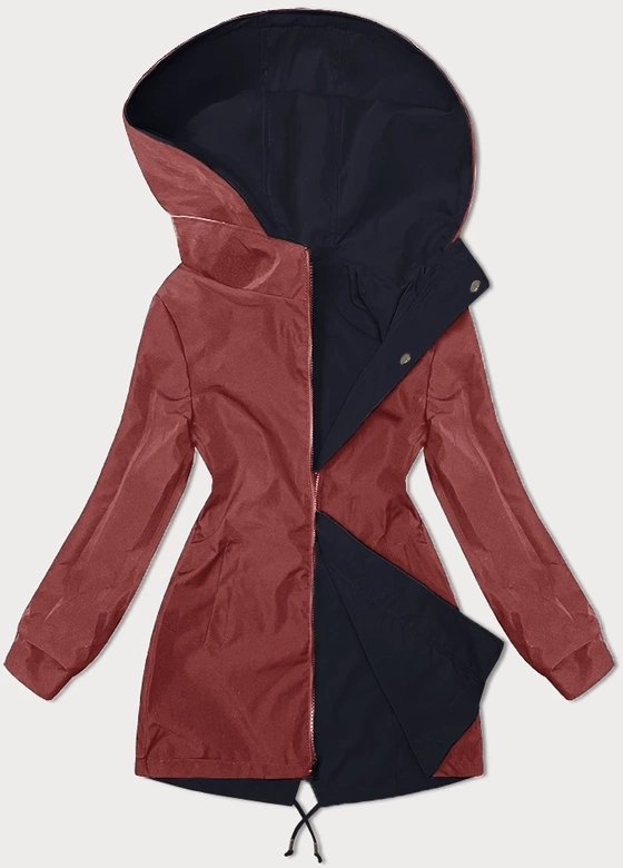 Cienka parka dwustronna damska granatowo-czerwona (16M9081-215B)