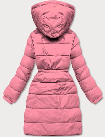 Puchowa kurtka zimowa damska różowa (CAN-865)