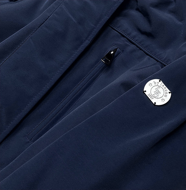 Parka damska z futrzaną podszewką granatowa (m-21207)