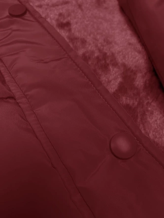 Długa kurtka zimowa z kapturem czerwona (V726)