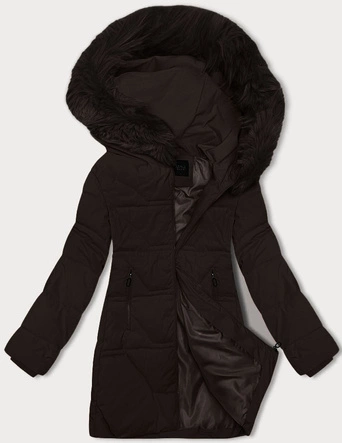 Zimowa kurtka damska z kapturem J Style czekoladowa (16M9099-158)