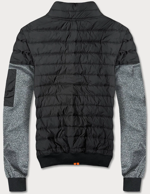 Kurtka męska z neonowymi zamkami czarny-grafit (8M907-392)