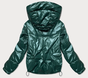 Krótka dwustronna kurtka damska zielony/beż (bh-2204big)