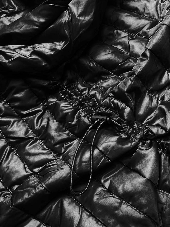 Błyszcząca kurtka damska pikowana czarna (n-6107-1)