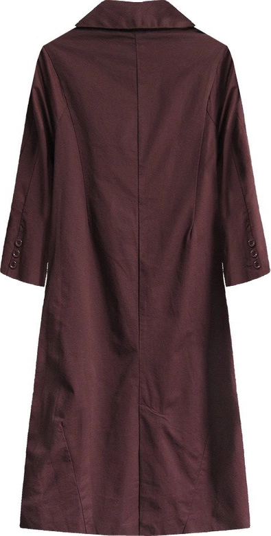 BAWEŁNIANY PŁASZCZ OVERSIZE BORDOWY (1281)