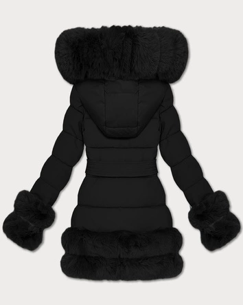 Przejściowa elegancka  kurtka z futerkiem S'West czarna (B8526-1)