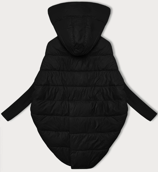 Oversizowa kurtka damska z dzianinowymi rękawami Way Mode czarna (MY0580)