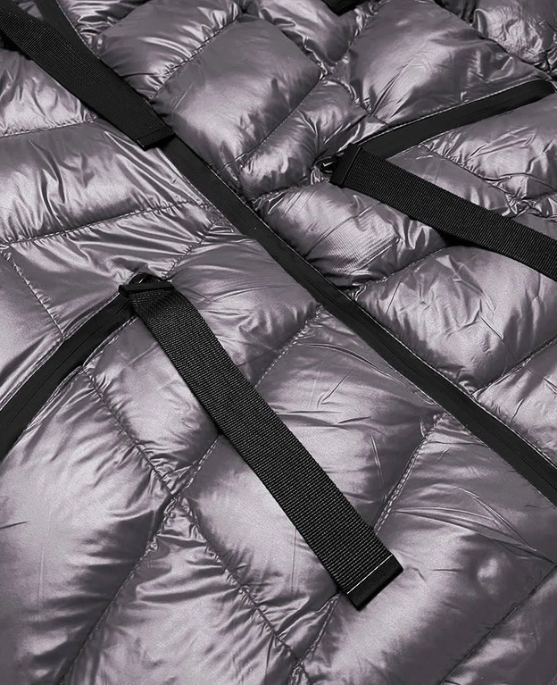 Krótka kurtka zimowa damska szara ciemna (23066-105)