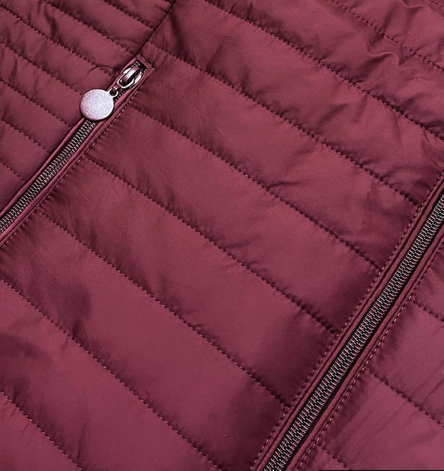 Kurtka damska z podszewką w kwiaty bordowa (sf726)