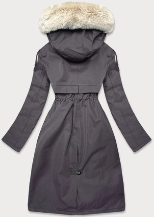 Zimowa damska parka bawełniana grafit-ecru-grafit (fm03-f11)