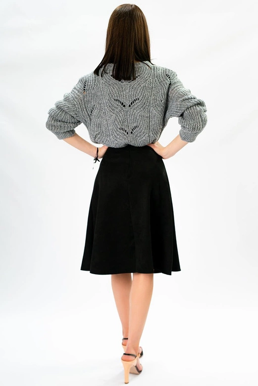 ROZKLOSZOWANA SPÓDNICA CZARNA (537ART)