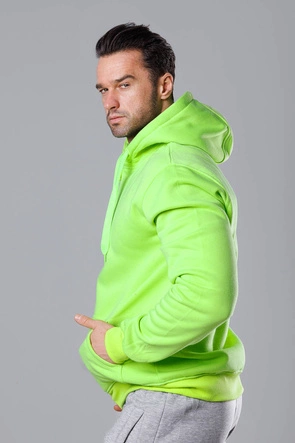 Rozpinana bluza męska z kapturem zielona neonowa (68B2008-31)