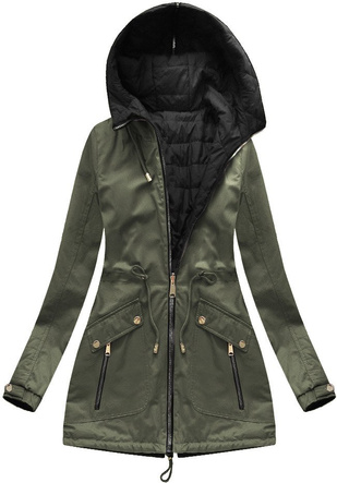 DWUSTRONNA KURTKA Z KAPTUREM KHAKI (XW622X)