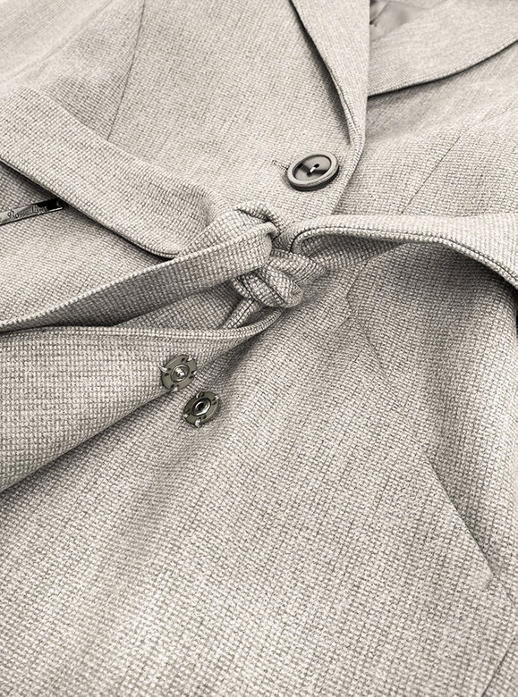 DAMSKI PŁASZCZ W DROBNĄ KRATKĘ BEŻOWY (2706)