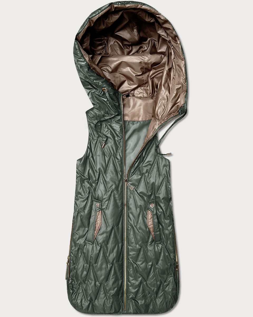 Lekka kamizelka damska ze złotym zamkiem Goodlookin khaki (B8586/B8587-11)