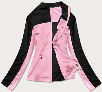 DAMSKA BLUZA Z ELASTYCZNEGO MATERIAŁU CZARNO-RÓŻOWA (HD149-25)