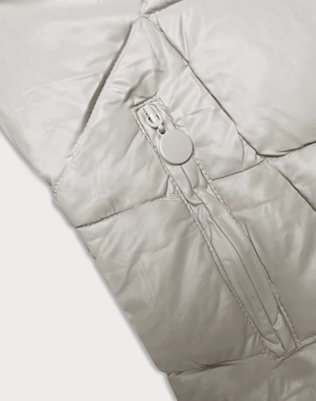 Zimowa kurtka damska z kapturem ecru (H-898-11)