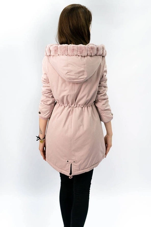 Parka damska przejściowa pudrowy róż (w806)