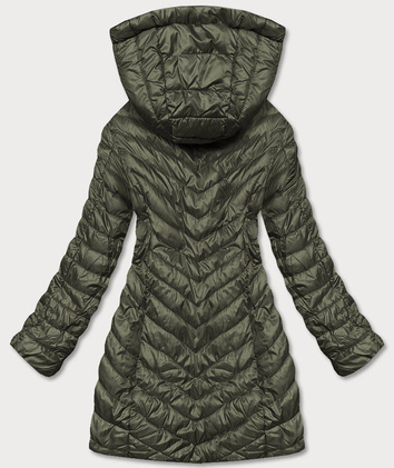 Pikowana dwustronna kurtka damska khaki-żółta  (m20-7636-22+75)