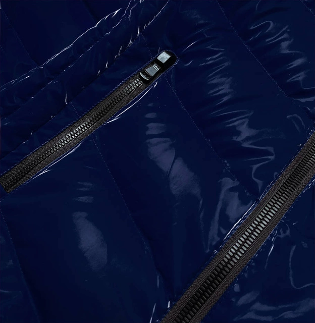 Błyszcząca kurtka damska z ozdobną podszewką niebieska (xw810x)