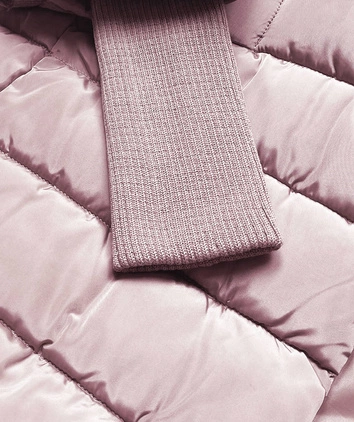 Kurtka damska z dzianinowymi ściągaczami różowa (P22-6637-52)