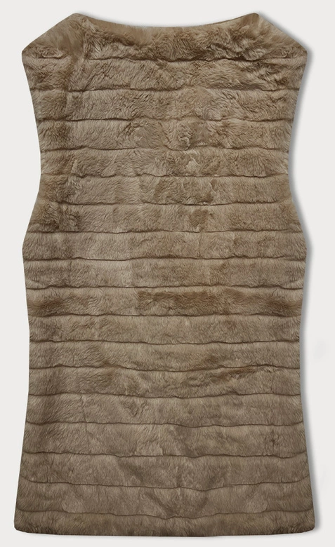 Futrzana kamizelka na podszewce camel (2114)