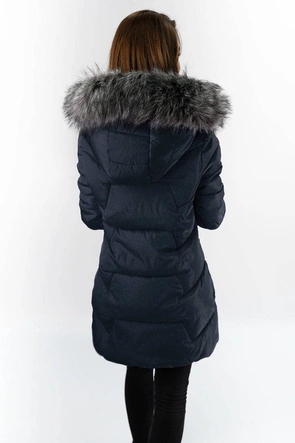 Pikowana kurtka damska zimowa granatowa (r9527)