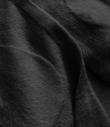 Długa wełniana narzutka alpaka z kapturem czarna (908)