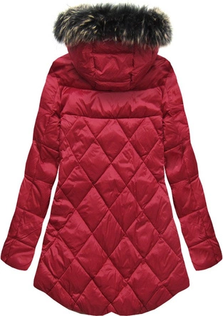 KURTKA Z PUCHEM NATURALNYM BORDOWA (1416)