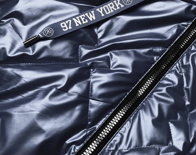 METALICZNY BEZRĘKAWNIK DAMSKI Z KAPTUREM GRANATOWY (HS-1817)