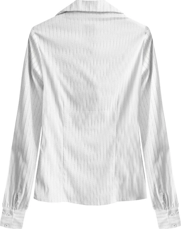 KOSZULA W PASKI Z KORONKĄ BIAŁA (11072)