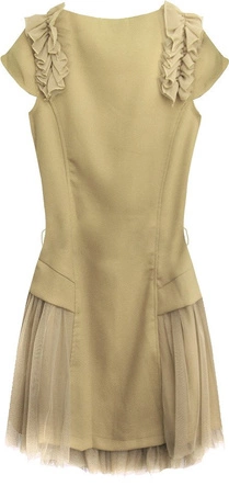 SUKIENKA Z TIULOWYMI WSTAWKAMI BEŻOWA (3688/3)